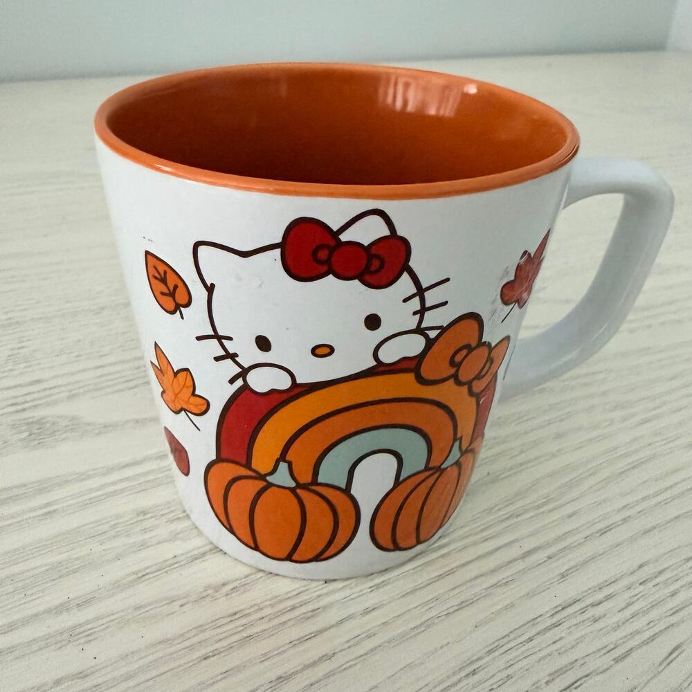Hello Kitty Fall Pumpkin Rainbow Coffee Mug Sanrio NEW